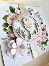 Load image into Gallery viewer, First Communion Invitation - with rhinestones and flowers on front
