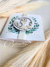 Load image into Gallery viewer, First Communion Invitation #22 with child&#39;s name engraved
