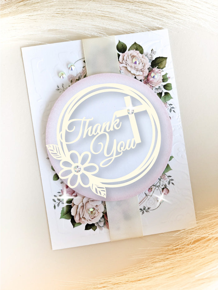 Thank You Card with rhinestones and pocket inside